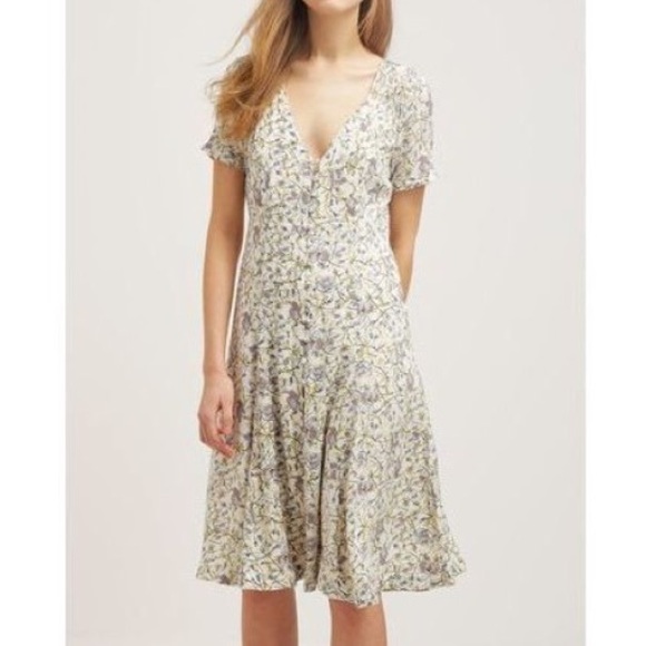 floral button front midi dress